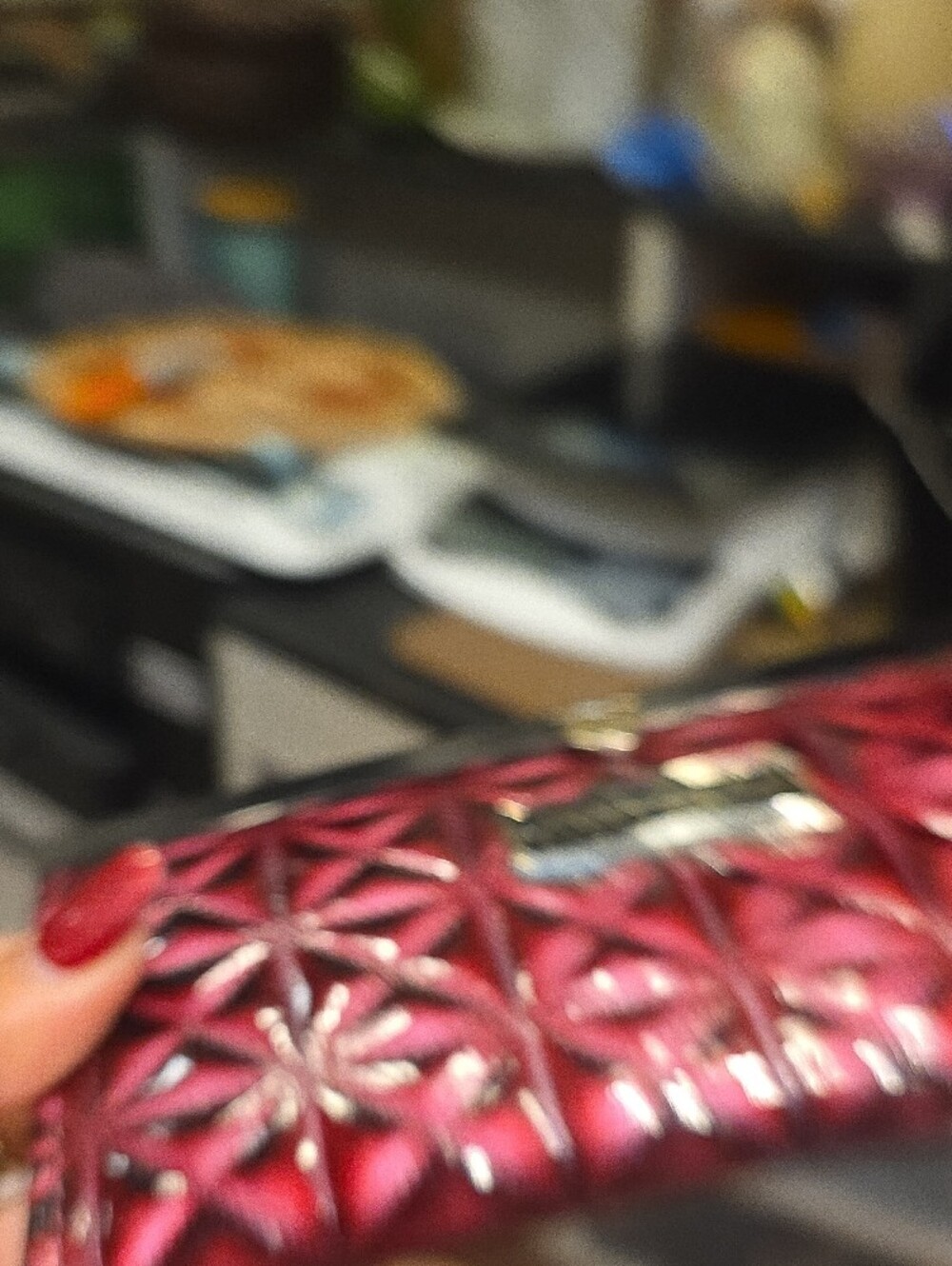 Jimmy Choo Metallic Burgundy Quilted Frame Clutch - Picture 11 of 11